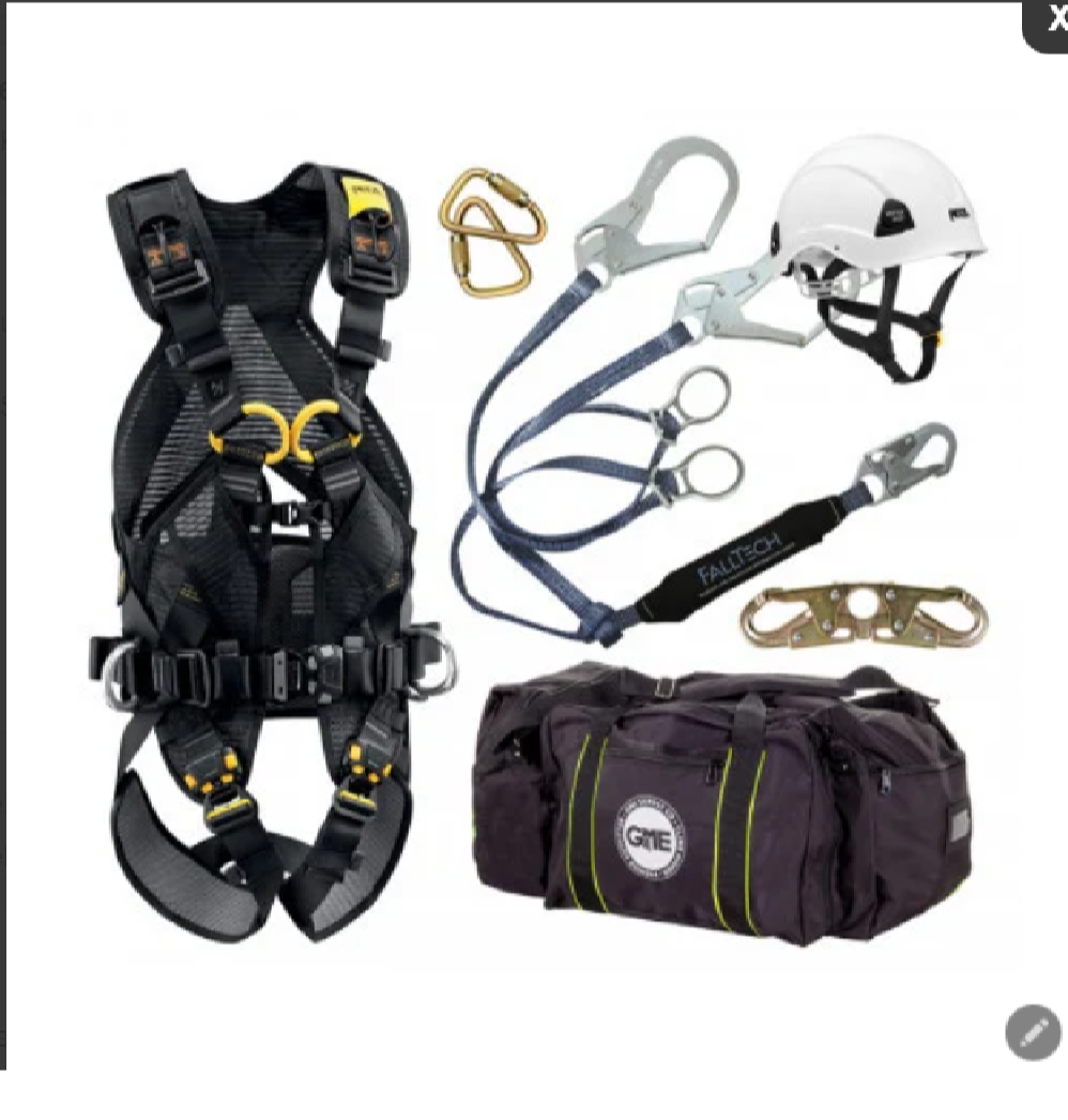 Telecom worker in full safety gear